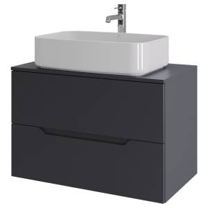 Тумба с раковиной Orange Line Li-80TugMDF+B07-600W графит матовый, 80.5 см