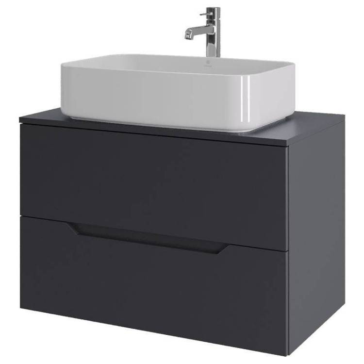 Тумба с раковиной Orange Line Li-80TugMDF+B07-600W графит матовый, 80.5 см