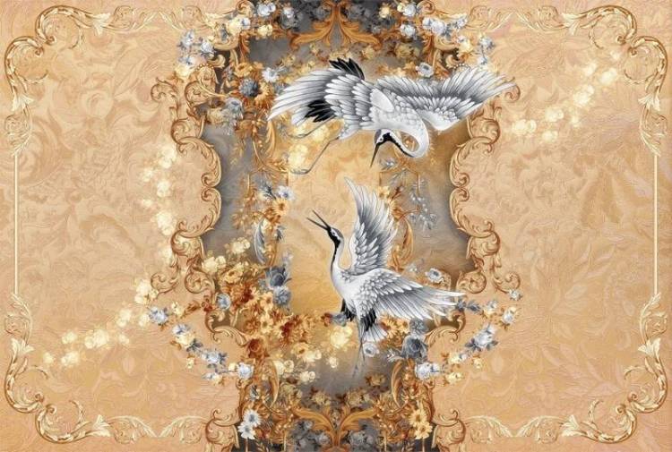 3D Фотообои Artegrafico «Танцующие журавли» ED-016 акварель