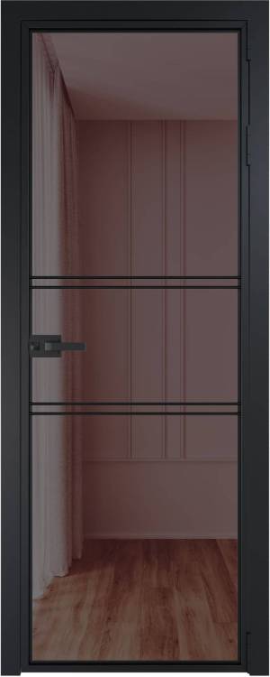 Межкомнатная дверь Profil Doors 2 AX цвет профиля Черный, стекло безопасное 6 мм золотистая бронза 700x2000