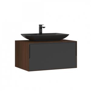 Тумба с раковиной Orka Craft 5003987 80 подвесная, орех/антрацит