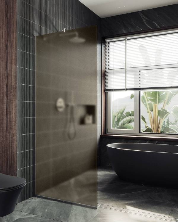 Душевая перегородка MaybahGlass MGD-697-5у 79x195, стекло бронза матовая 8 мм, профиль хром матовый