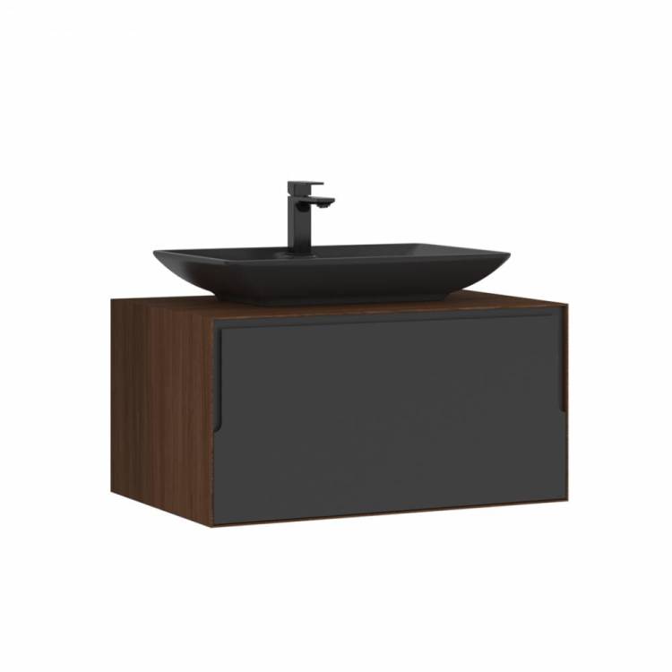 Тумба с раковиной Orka Craft 5003987 80 подвесная, орех/антрацит