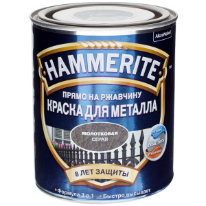 Краска для металла с молотковым эффектом на ржавчину Hammerite серый 0.75 л