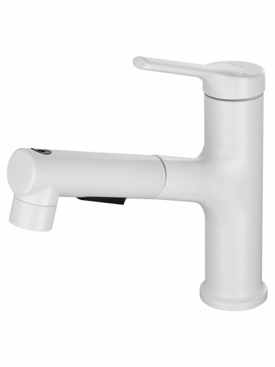 Смеситель для раковины Wonzon & Woghand WW-A40862-MW с выдвижным изливом, белый матовый