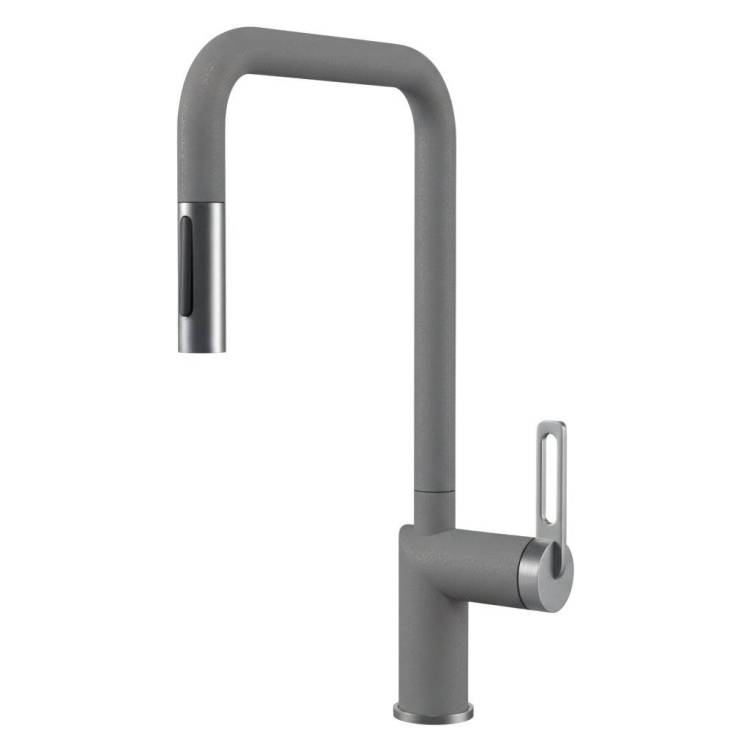 Смеситель для кухни Granula GR-8173 алюминиум, с выдвижным изливом