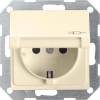 Розетка Gira System 55 Schuko с/з с крышкой 16A 250V безвинтовой зажим кремовый глянцевый 045401