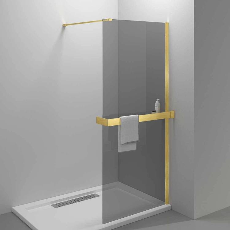 Душевая перегородка Vincea Walk-In HR VSW-4HR100CGG 1000x2000, профиль брашированное золото, стекло тонированное