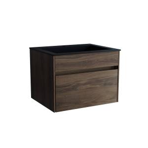 Тумба с раковиной Vincea Chiara 600 1 выкатной ящик, C.Oak, раковина черная