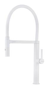 Смеситель для кухни Paulmark Leader Le214101-WH с гибким изливом, белый матовый