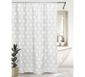 Штора для ванной Bath Plus Heart akch14164-1 с кольцами, 180x180, светло-серый