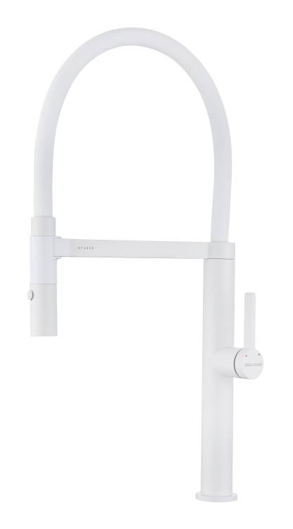 Смеситель для кухни Paulmark Leader Le214101-WH с гибким изливом, белый матовый