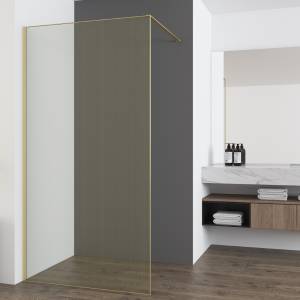 Душевая перегородка Vincea Walk in VSW-7HS100GWG профиль брашированное золото, стекло ламинированное с золотыми нитями, 100x200