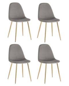 Набор из 4 стульев Stool Group Валенсия SN OS-001L HLR-18 gl X4 серый, золотые ножки