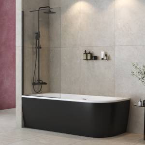 Шторка на ванну Cezares LIBERTA-V-1-TB-90/155-C-NERO профиль черный, стекло прозрачное, 90x155