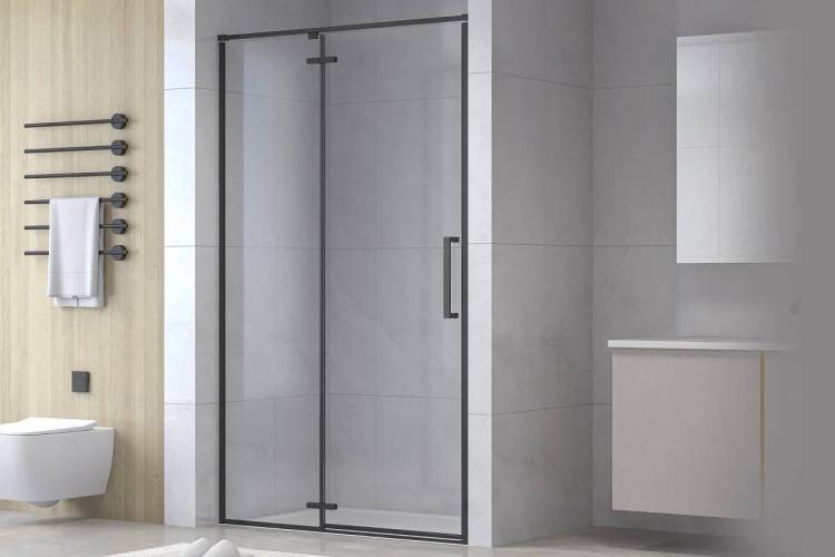 Душевая дверь в нишу Royal Bath Bern BERN-V RB80-T-BL профиль черный, стекло прозрачное, 80x195
