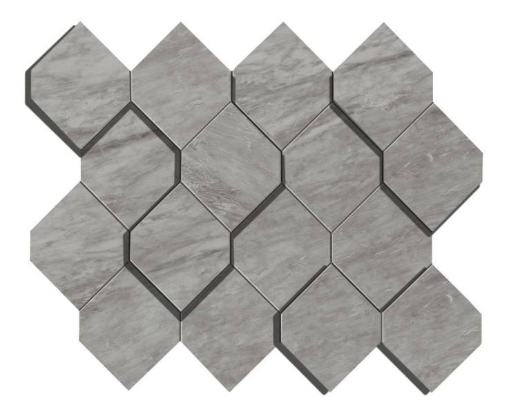 Мозаика Atlas Concorde Marvel Stone AS39 Bardiglio Grey Mosaico Esagono 3D 28.2x35.3