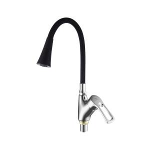 Смеситель для кухни Fashun A4466+A7350 с гибким изливом, черный, хром