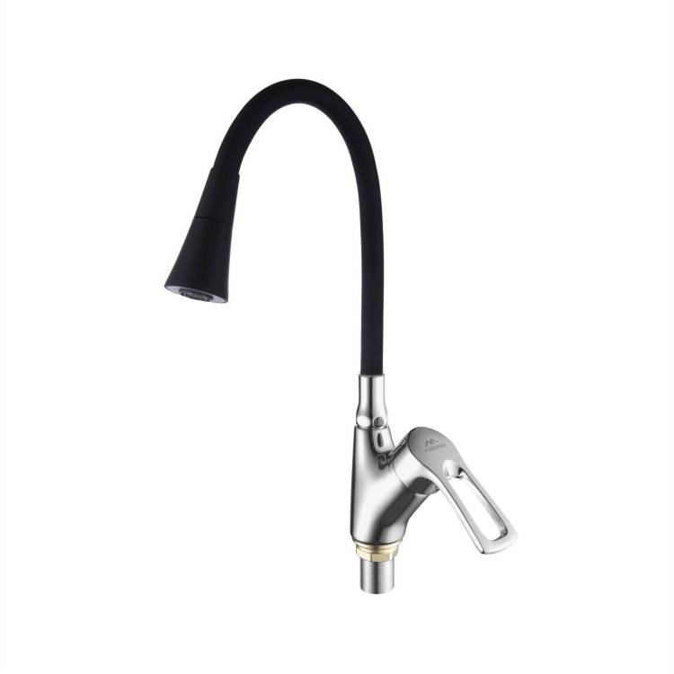 Смеситель для кухни Fashun A4466+A7350 с гибким изливом, черный, хром