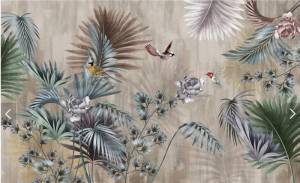 3D Фотообои Artegrafico «Тропическая композиция в винтажном стиле» TB-035 акварель