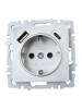 Розетка 1-местная с заземлением, шторками и USB Type A+С IEK Brite BR-R14-16-U22-018-K47 алюминий фото 3
