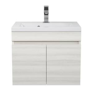 Тумба с раковиной Uperwood Eva подвесная, с дверцами, дуб харбор белый, 50 см