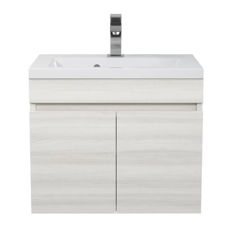 Тумба с раковиной Uperwood Eva подвесная, с дверцами, дуб харбор белый, 50 см