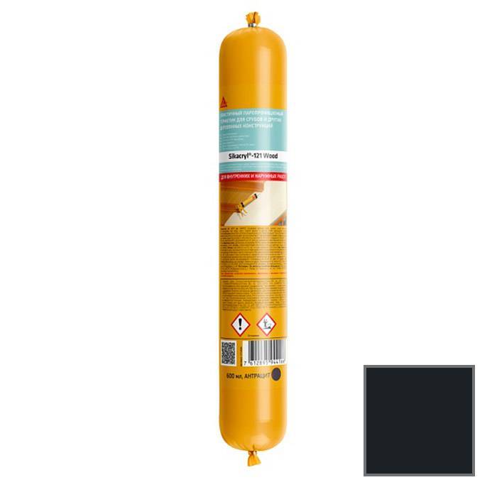 Герметик Sika Sikacryl-121 Wood паропроницаемый акриловый для деревянных конструкций 771900 Чёрный Туба 600 мл