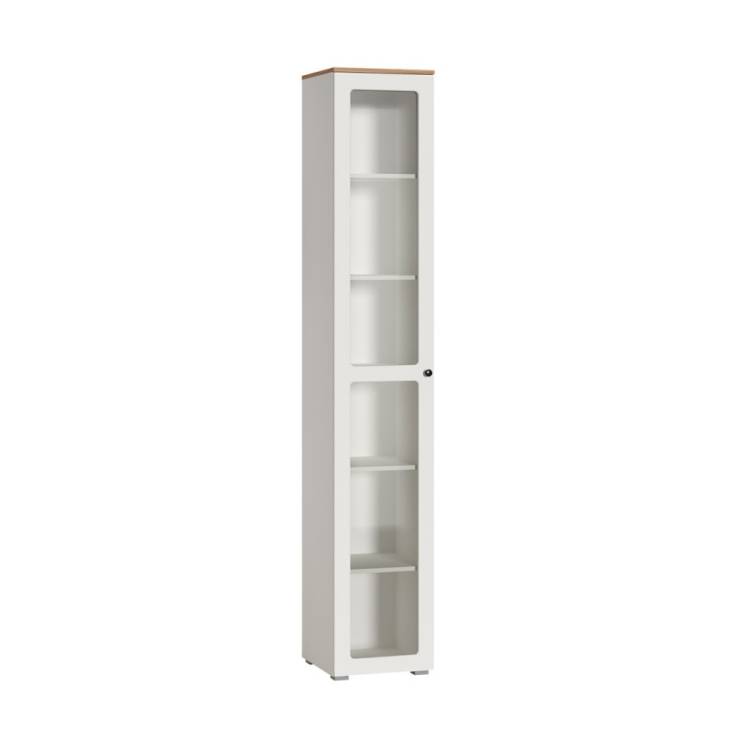 Шкаф-витрина Моби Остин 16.394.03 Белый PE шагрень, Дуб Золотой CRAFT, белая шагрень 4101 ПВХ