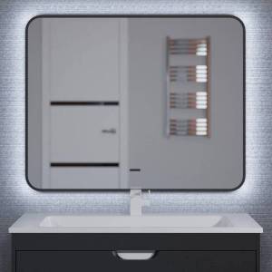 Зеркало Uperwood Modul 3049345673 с холодной подсветкой и подогревом, черное, 100x80 см