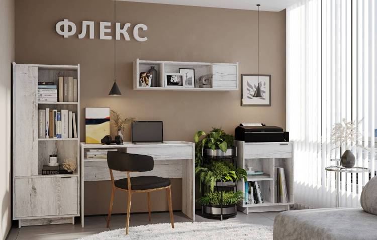 Стенка в гостиную Глазов Мебель Флекс Н163808 дуб шавиниган комплект 1