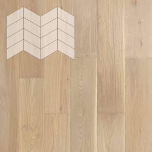 Паркетная доска Lab Arte Chevron Дуб Рустик Чегет белый лак 450-600x150x14