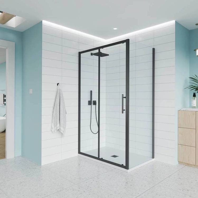 Боковая панель Veconi Evo SP B E-SP-B-70-01-C9 профиль черный матовый, стекло прозрачное, 70x195