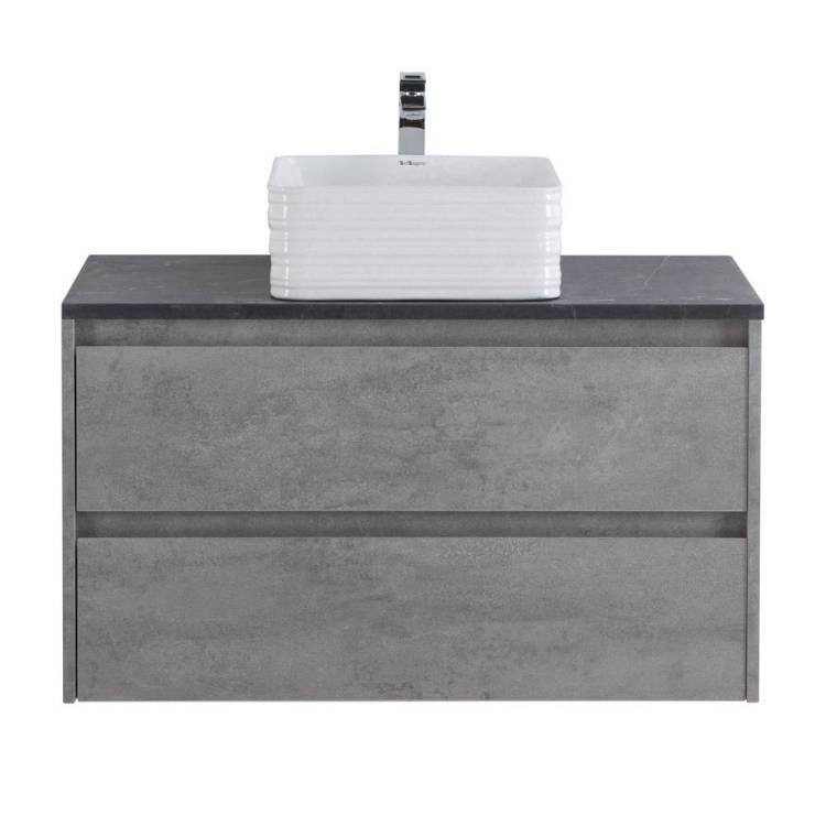 Тумба с раковиной Belbagno Kraft KRAFT-1000-2C-SO-CG 100x46x50 Cemento Grigio подвесная с двумя выкатными ящиками