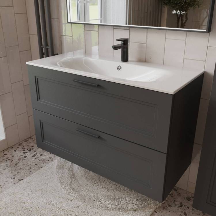 Тумба с раковиной Terminus Classik CLA101002701601O графит , 100x62