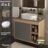 Тумба с раковиной Teymi Nura подвесная, дуб, графит, 80 см, с раковиной Martta 50