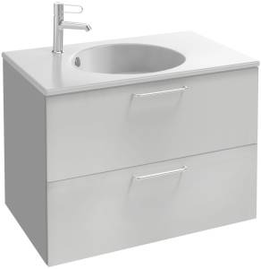 Тумба с раковиной Jacob Delafon Odeon Rive Gauche 80 белая, 2 ящика, ручки хром