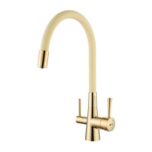 Смеситель для кухни Lemark Comfort LM3075G-Beige с подключением к фильтру с питьевой водой Золото/Бежевый