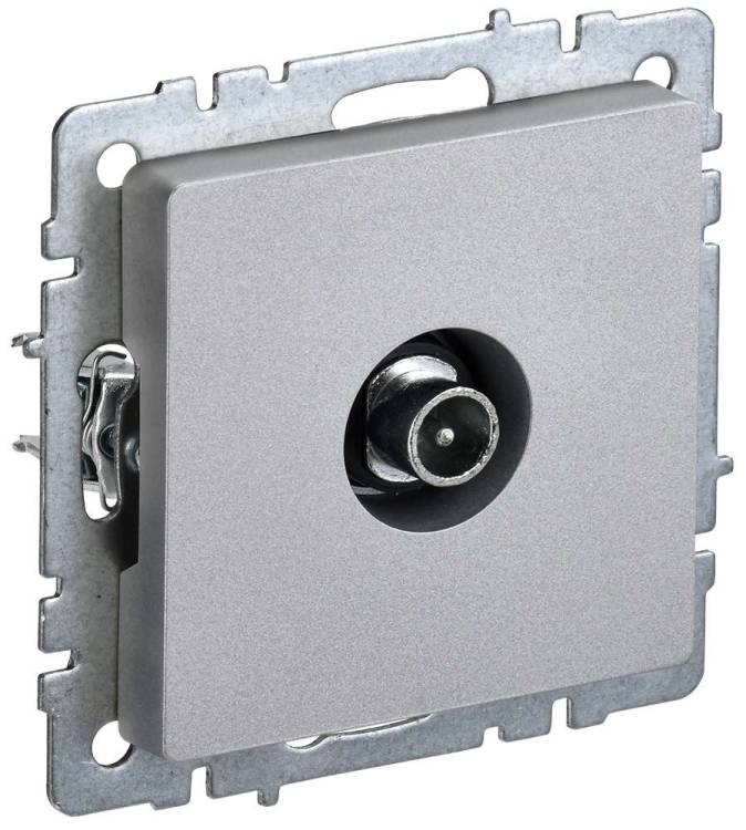 ТВ-розетка проходная IEK Brite BR-A10-P-K47 алюминий