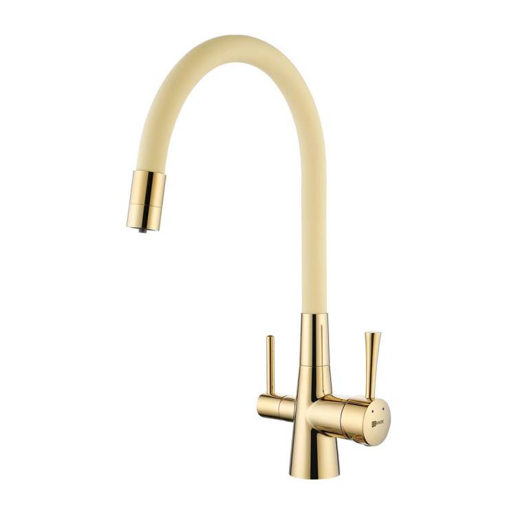Смеситель для кухни Lemark Comfort LM3075G-Beige с подключением к фильтру с питьевой водой Золото/Бежевый