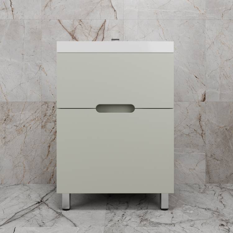 Тумба с раковиной Style Line Матис 60 напольная, олива, раковина белая, 82x60x45