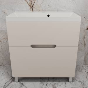 Тумба с раковиной Style Line Матис 80 напольная, крем, раковина жасмин, 82x80x45