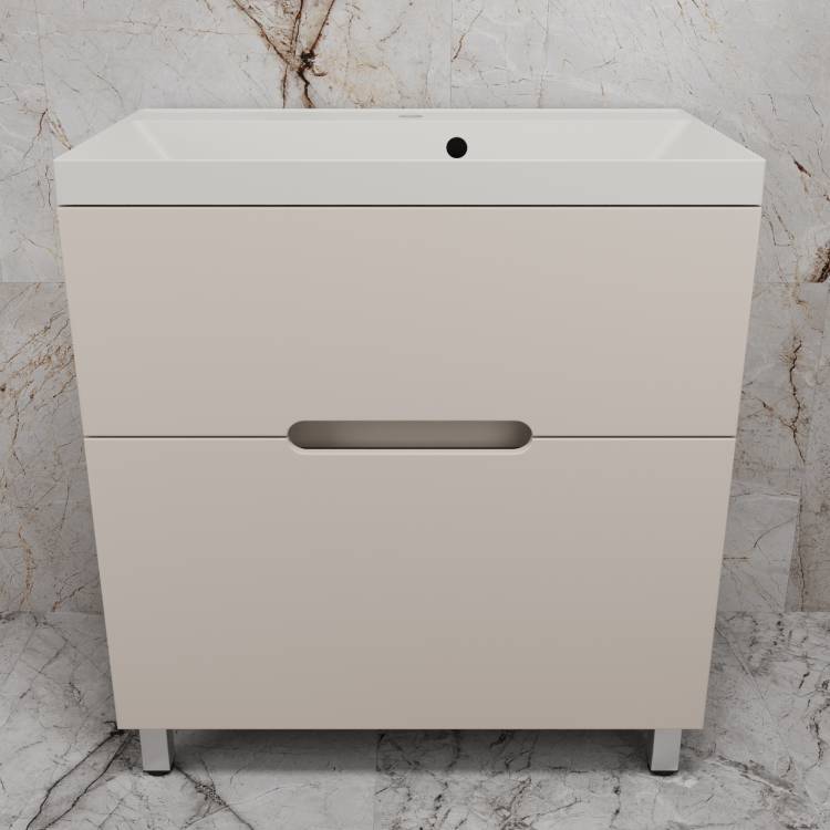 Тумба с раковиной Style Line Матис 80 напольная, крем, раковина жасмин, 82x80x45