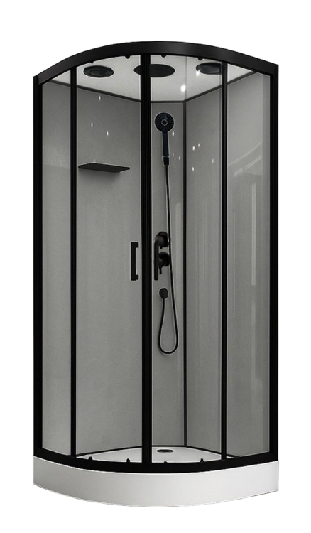 Душевая кабина Royal Bath HK RB90HK-TG-BL FATO профиль черный, стекло прозрачное, 90x90x215