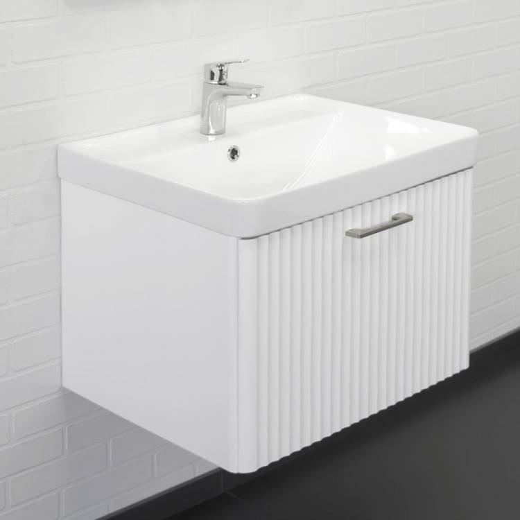 Тумба с раковиной Comforty Ангара-60П 00-00017871 подвесная, белая матовая