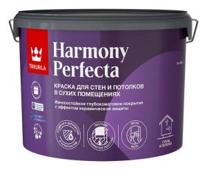 Краска Интерьерная Tikkurila Harmony Perfecta 9л Белая, Глубокоматовая, Износостойкая