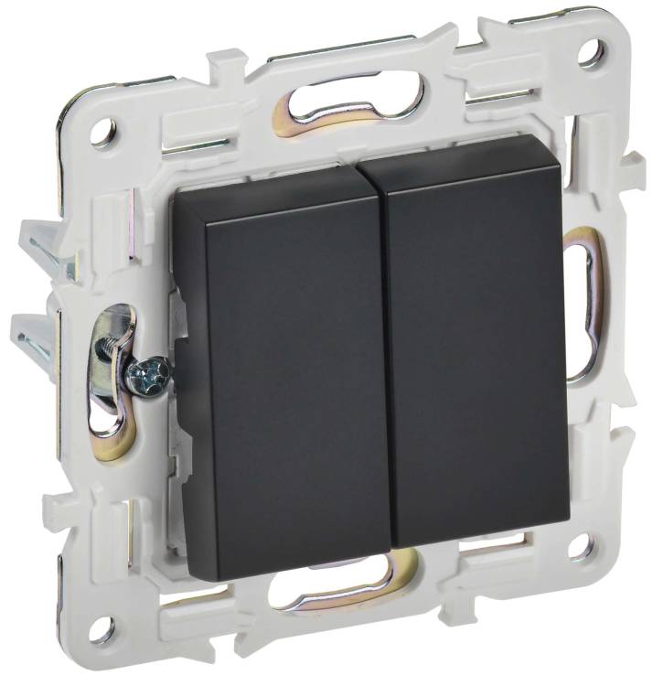 Выключатель 2-клавишный проходной IEK Skandy SK-V22-0-10-K02 черный