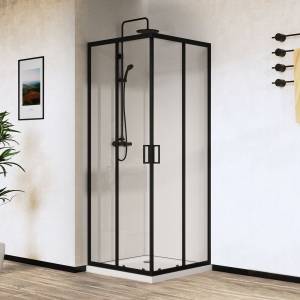 Душевой уголок Vincea City VSS-5CT8010CLB 1000x800, черный, стекло прозрачное