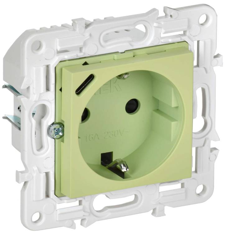 Розетка 1-местная с заземлением, шторками и USB Type С IEK Skandy SK-R14-16-U14-018-K06 мятный