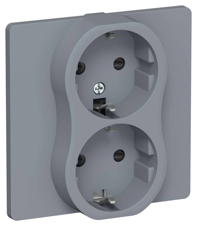 Розетка 2-местная с заземлением и шторками IEK Flite FI-R24C-16-K35 маренго